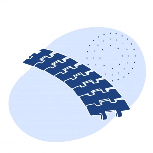 Пластинчатая цепь поворотная серия MD 880-879 TAB 190.5x4.8x400 мм